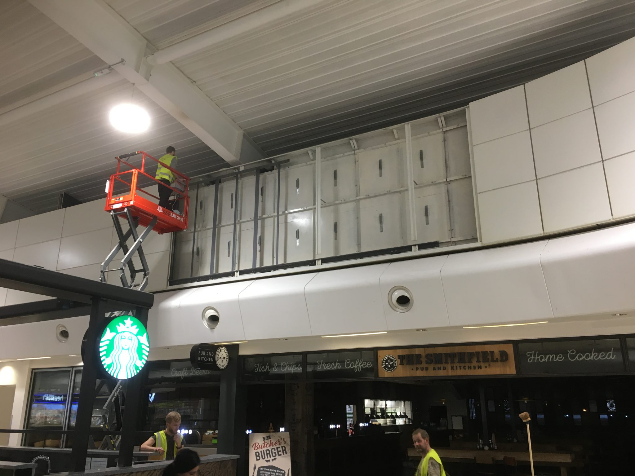 Health and Safety - LED Wall installation using scissor lifts at London Luton Airport